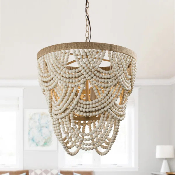 Amari 4 - Light Wood Dimmable Tiered Chandelier | Wayfair North America