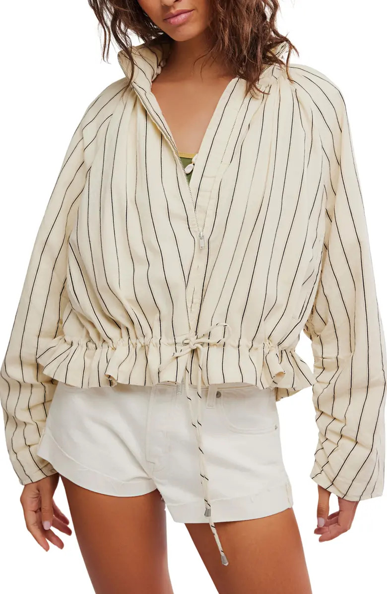 Devon Stripe Ruffle Hem Jacket | Nordstrom