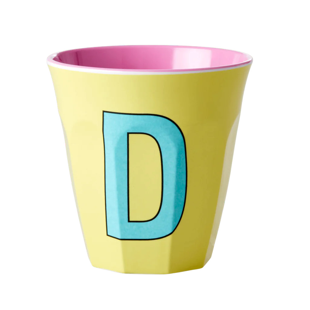 Melamine Cup - Medium with Alphabet in Pinkish Colors | Letter D | Rice By Rice