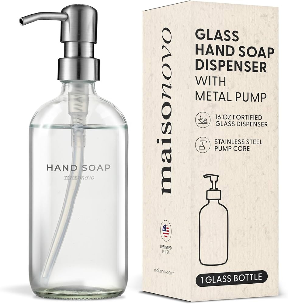 MaisoNovo Soap Dispenser 1-Piece Set | 16.9oz Clear Bottles with Silver Stainless Steel Pump | Amazon (US)