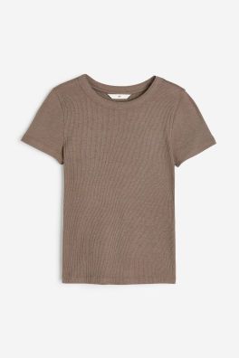 Ribbed Modal-blend T-shirt | H&M (US + CA)