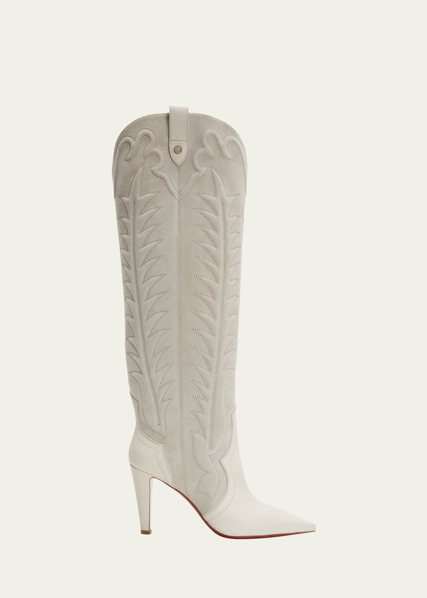 Santia Botta Mixed Leather Red Sole Boots | Bergdorf Goodman