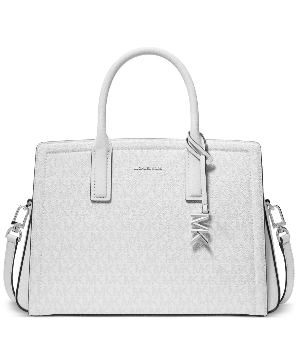 Michael Michael Kors Laila Medium Leather Crossbody Satchel - Optic White/allum | Macy's