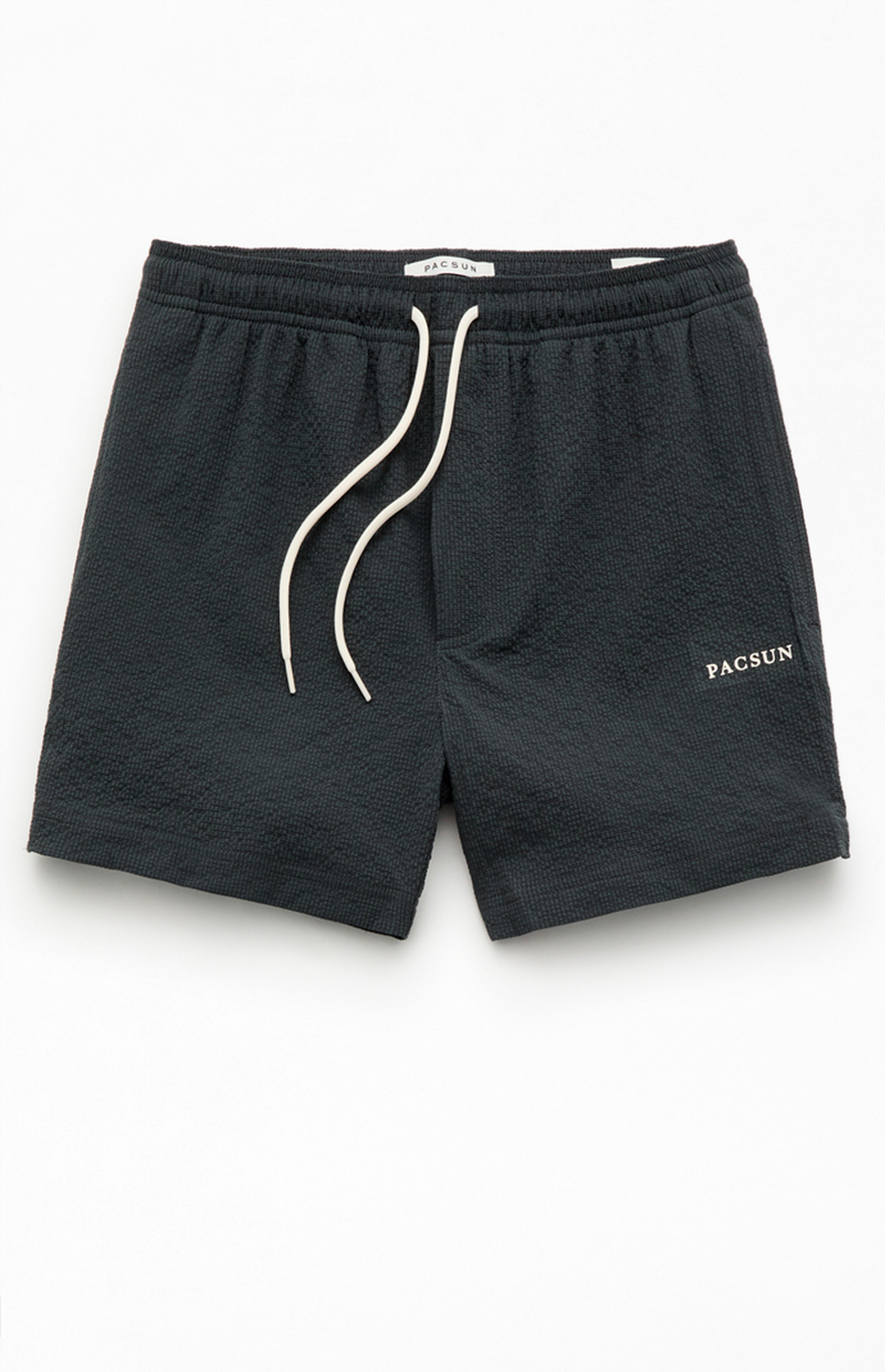 PacSun Black Sail Seersucker 4.5" Swim Trunks | PacSun