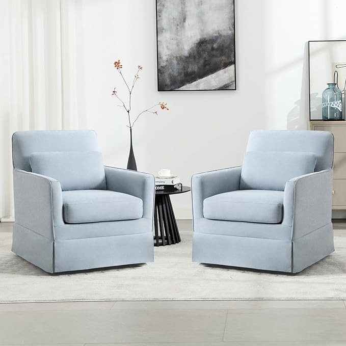 INZOY Swivel Accent Chair Set of 2, Mid Century Modern Chair, Comfy Swivel Barrel Reading Chair, ... | Amazon (US)