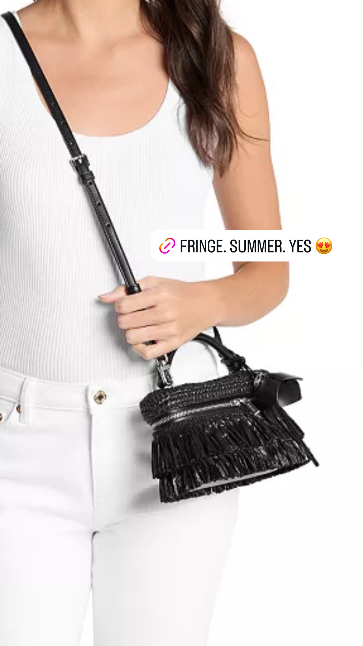 The fringe detail is what got me — and I don't say that about every bag.
Michael Kors' Jana Mini in black is a top handle crossbody with silver-tone hardware, a back slip pocket, and fringe that makes it feel more intentional than your average mini bag. At 7.5 inches wide it's genuinely functional for a night out or a day where you're moving fast and need your hands free — phone, cards, keys, lip gloss. Done.

The fringe reads summer immediately, which is exactly why I love it for this season. It's the detail that makes a black bag feel like a choice instead of a default. Wear it with white wide-leg trousers and a linen top, or let it be the one interesting thing happening with a simple sundress.

Under $200 for a bag that photographs well and travels light. That's a good deal.
 

 #LTKootd