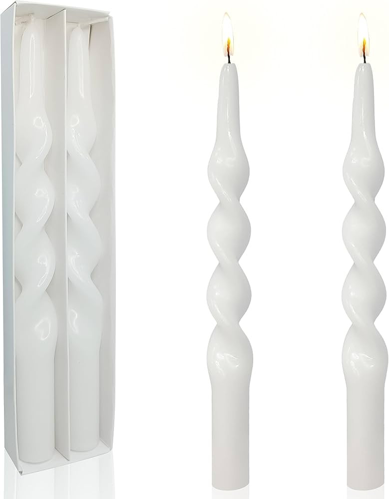 Taper Candles White Candlesticks,Set of 2 Twisted Candle Sticks Spiral Tapered Candles 10 Inches ... | Amazon (US)