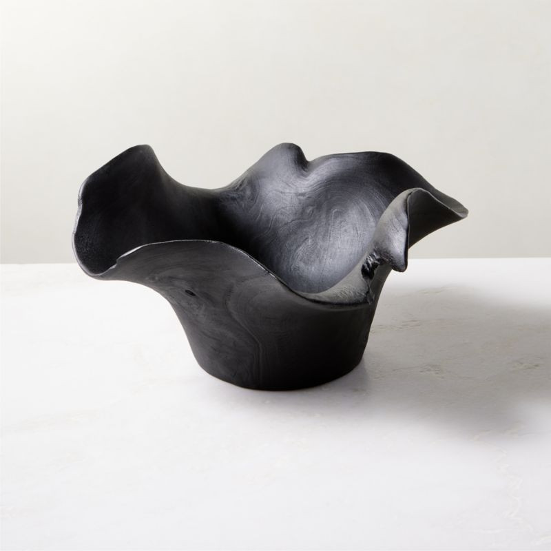 Flounce Modern Black Teak Decorative Bowl + Reviews | CB2 | CB2