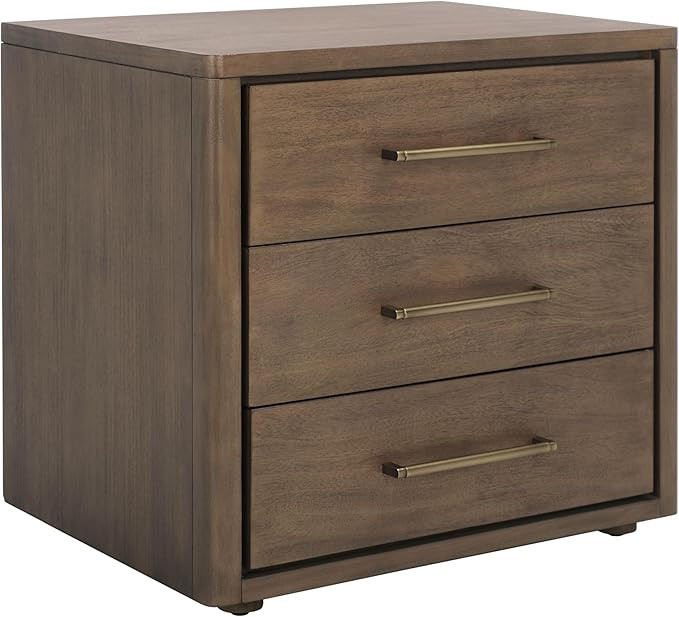 Amazon.com: SAFAVIEH Couture Home Collection Rosey Brown 3-Drawer Wood Nightstand Table (Fully As... | Amazon (US)