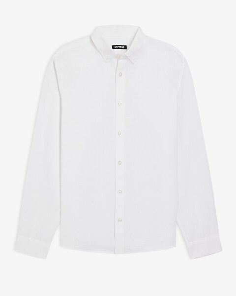 Slim Solid Linen Shirt | Express