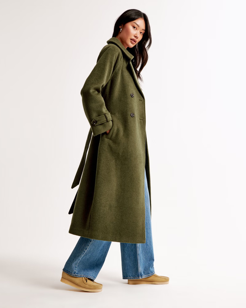 Wool-Blend Trench Coat | Abercrombie & Fitch (US)