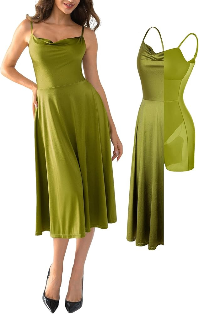 Popilush Corset Dress All in One Shapewear A-Line Midi Dresses for Women with Built in Bra Tummy ... | Amazon (US)