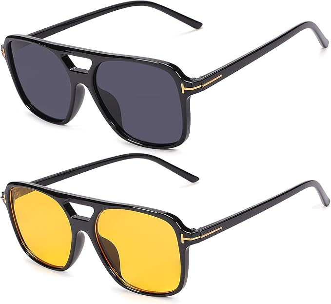 Hycredi Vintage Aviator Sunglasses for Women Men Retro Large Square Frame 70s Sun Glasses UV400 P... | Amazon (US)