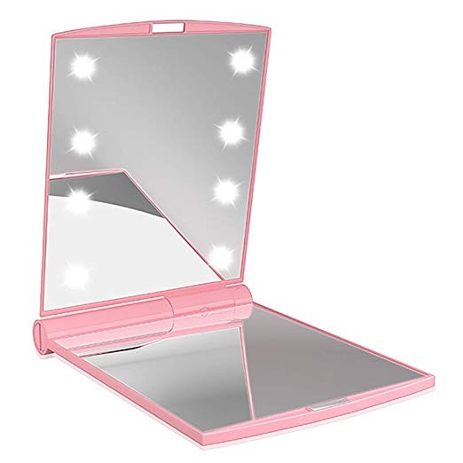 STEZ Essentials Portable Light Up Travel Mirror | Pink | Mini Makeup with 8 LED & Battery Include... | Amazon (US)
