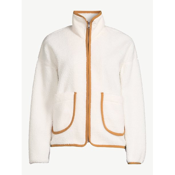 Free Assembly Women's Patch Pocket Mixy Teddy Fleece Jacket, Sizes XS-XXL | Walmart (US)