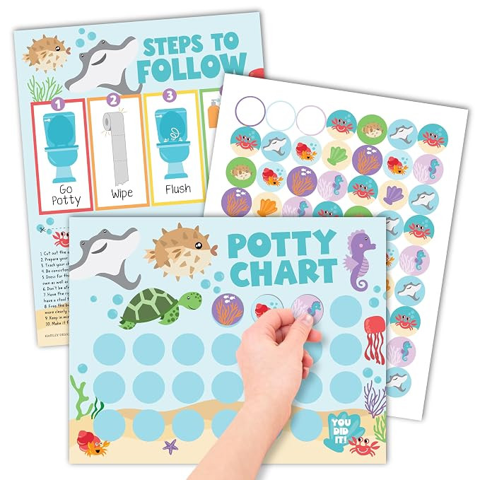 Ocean Sticker Chart for Kids Potty Training Chart for Toddlers Boys - Potty Chart for Girls with ... | Amazon (US)