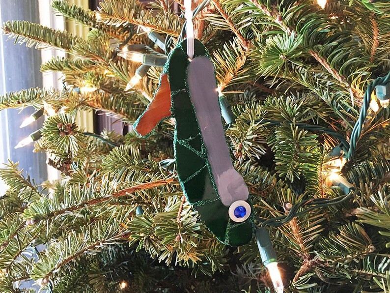Green Shoe Lover Mosaic Ornament Stained Glass Blue Rhinestone Pump Holiday Decor Stiletto Christ... | Etsy (US)