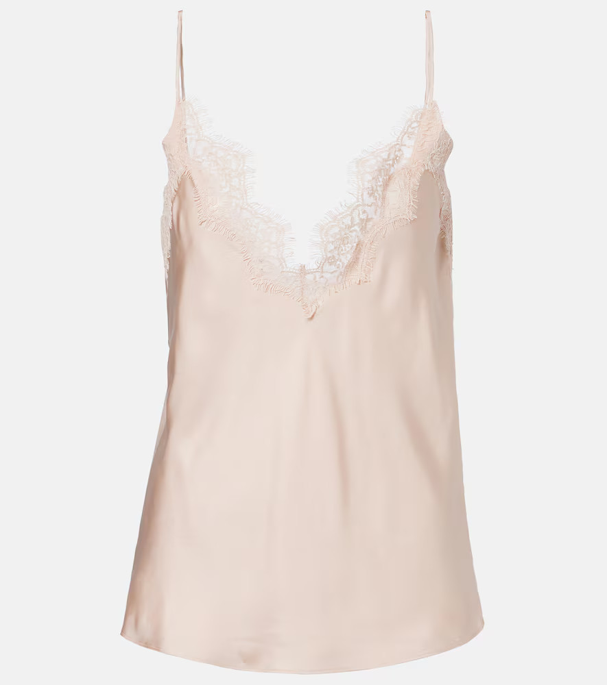 RÃ³he Lace-trimmed silk top | Mytheresa (INTL)
