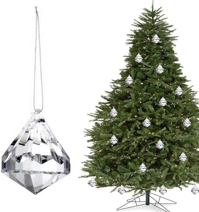 HOHIYA 24pc Crystal Ornaments Christmas Tree Diamond Decorations Balls Clearance Hanging Crystals... | Amazon (US)