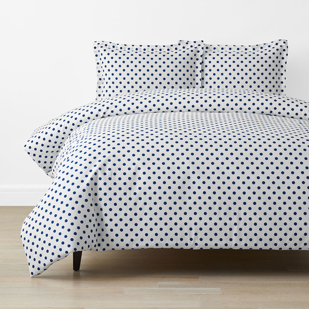 Dot Classic Cool Organic Cotton Percale Duvet Cover Set - Dark Blue, Twin/Twin XL | The Company Store