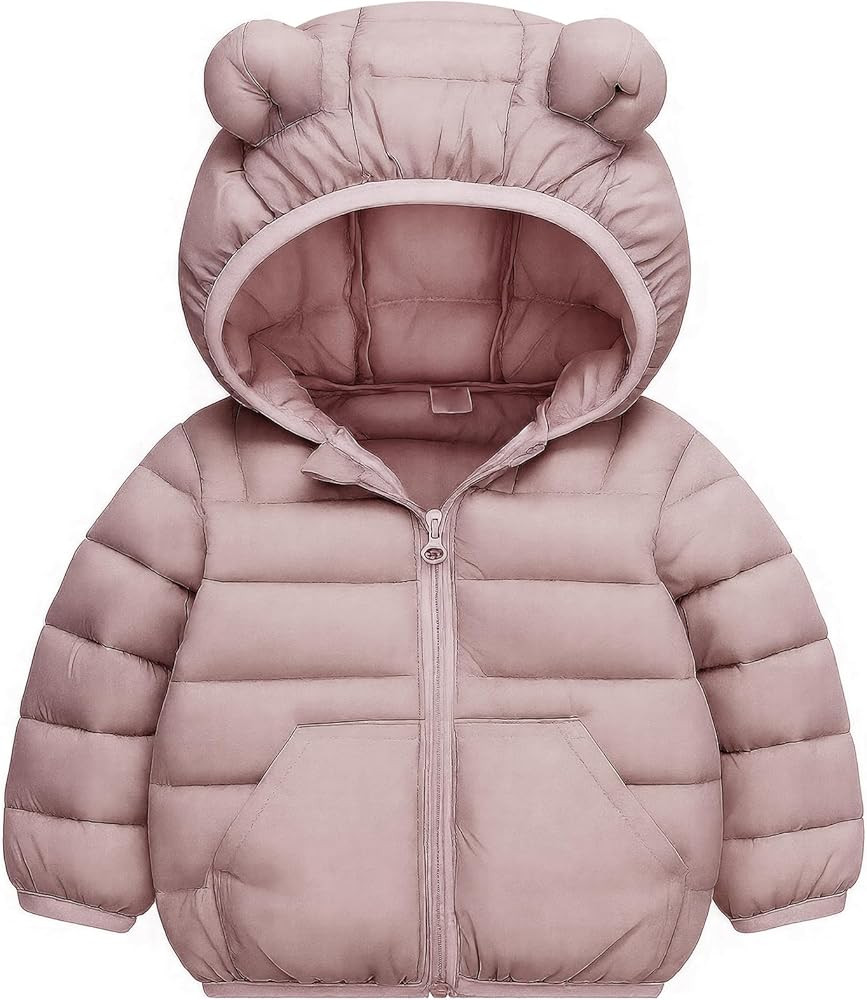 Toddler Winter Coats Puffer Padded Jacket Baby Boys Girls Bear Hoods Down Jacket Light Weight Inf... | Amazon (US)