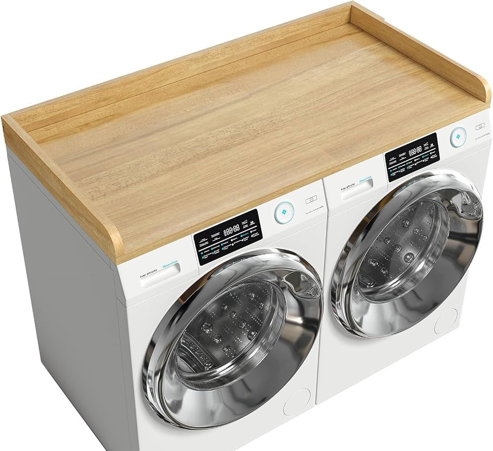 1-Tier Washer Dryer Countertop with 2.75" H Edge Rails, 54" W x 27.55" D Laundry Countertop for F... | Amazon (US)