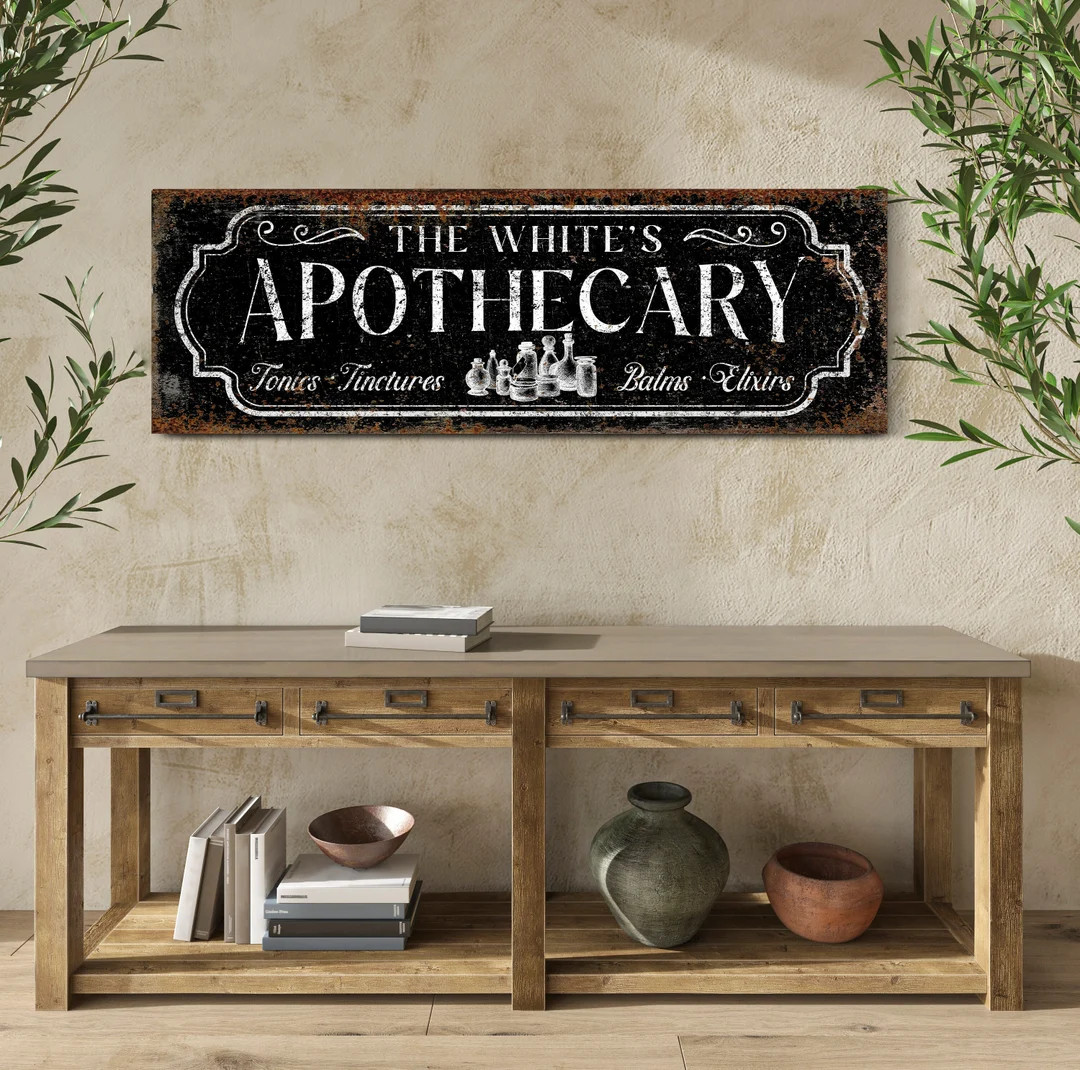 Custom Apothecary Sign With Family Name Bathroom Wall Decor Rustic Farmhouse Bathroom Soothing Li... | Etsy (US)