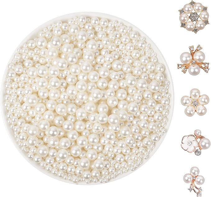 1200pcs 4 Sizes Small ABS Pearl Ivory （No Hole） Elegant Luster, Mini Small Pearls for Crafts,... | Amazon (US)