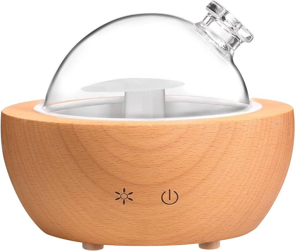 Glass Aromatherapy Essential Oil Diffuser, 200ml Natural Wood Base, Desktop Ultrasonic Aroma Diff... | Amazon (US)