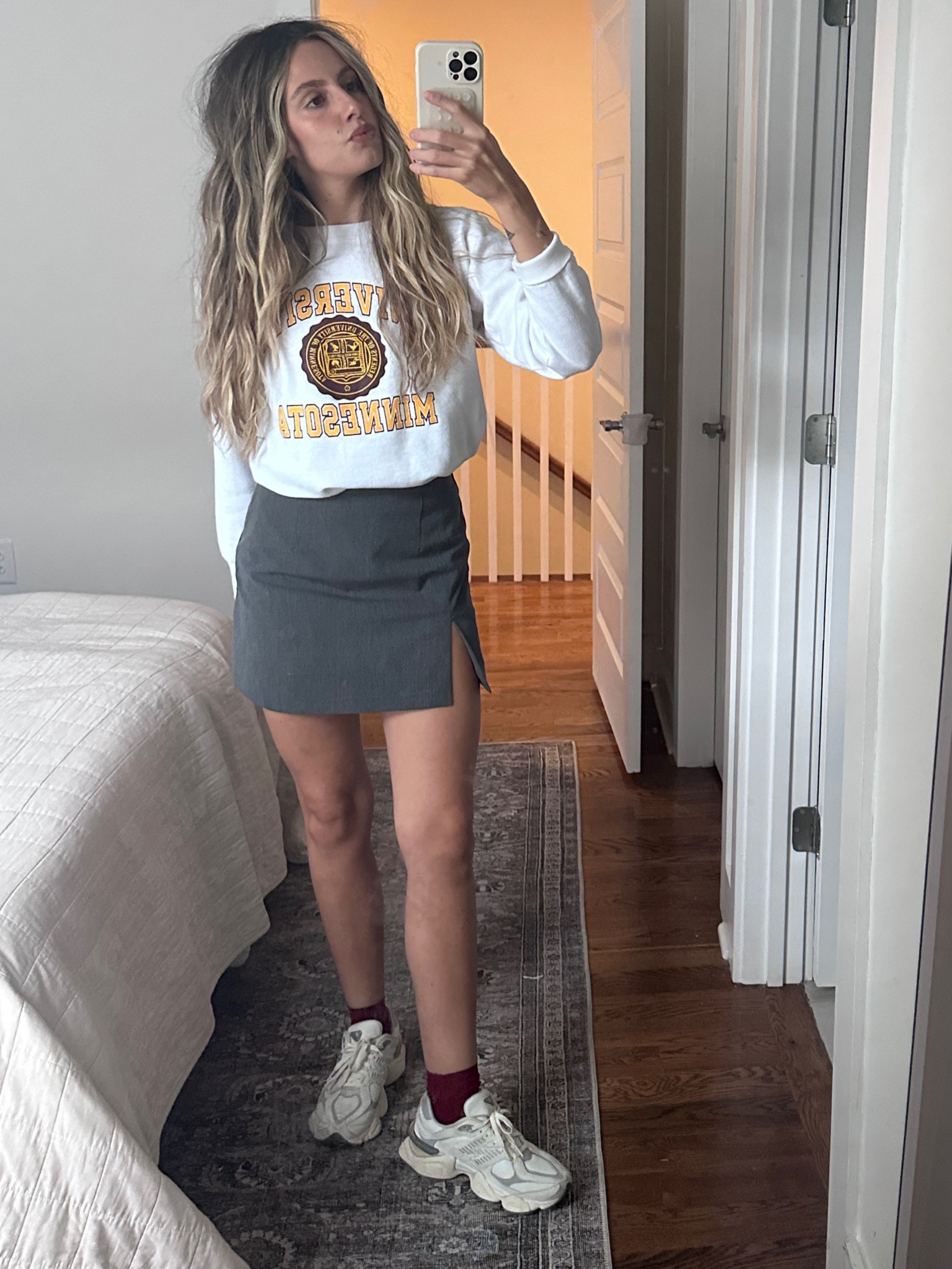 Skirt is from Djerf Avenue, sweatshirt from urban outfitters. Love a schoolgirl look. 