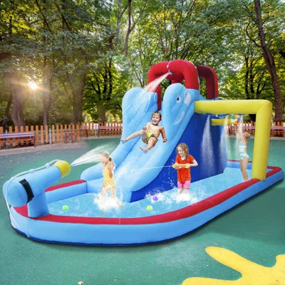 6'1" W x 15'5" D Bounce House with Water Slide and Air Blower | Wayfair North America