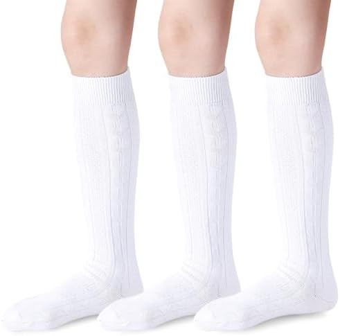 Knee High Socks for Girls Cable Knit Seamless Cotton Long Uniform Socks | Amazon (US)