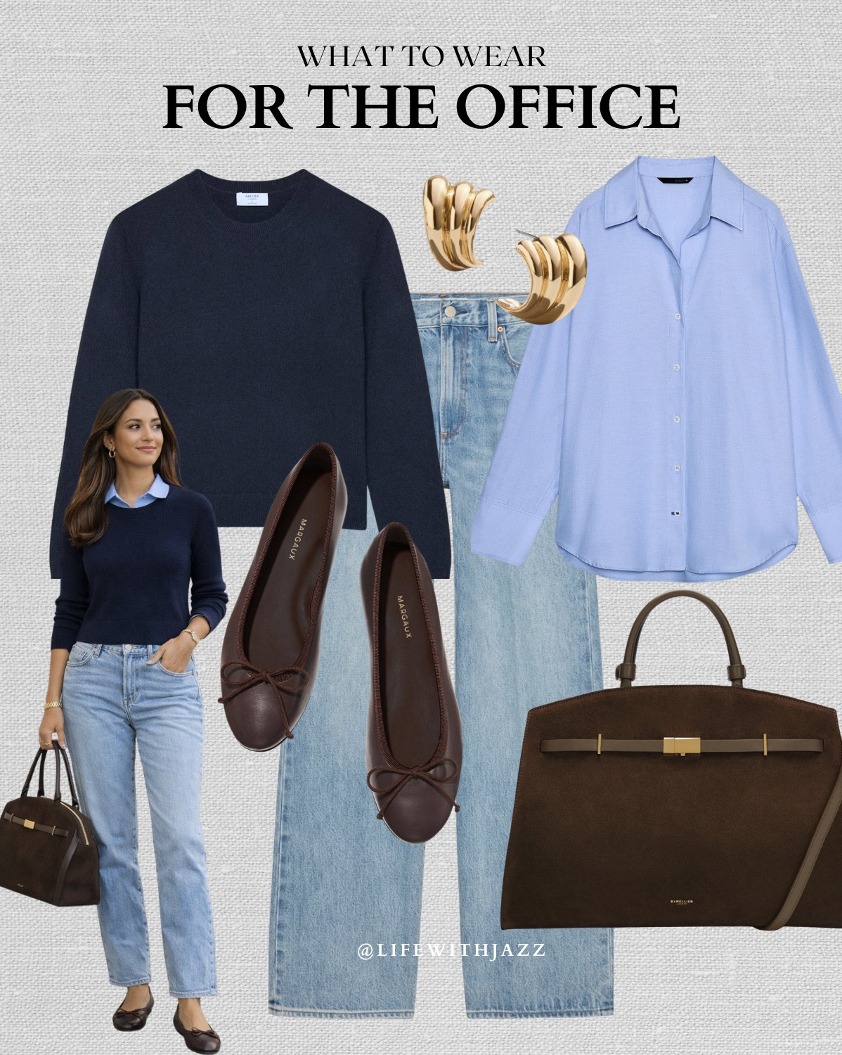 What to wear for the office 

Smart casual / business casual / office outfits / minimal style / jeans / pencil skirt 

#LTKWorkwear