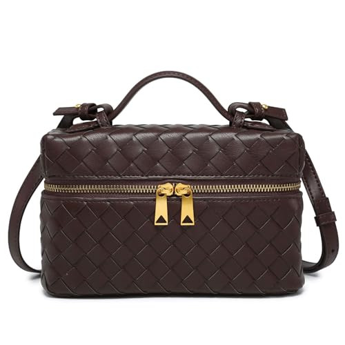 Rejolly Top-Handle Pouch Handbag for Women Woven Leather Vanity Case Designer Crossbody Bag Quiet Luxury Trendy Purse Coffee | Amazon (US)