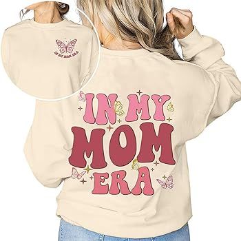 COLORFUL BLING In My Mom Era Sweatshirts For Women Mama Life Sweatshirt Cute Butterfly Graphic Lo... | Amazon (US)