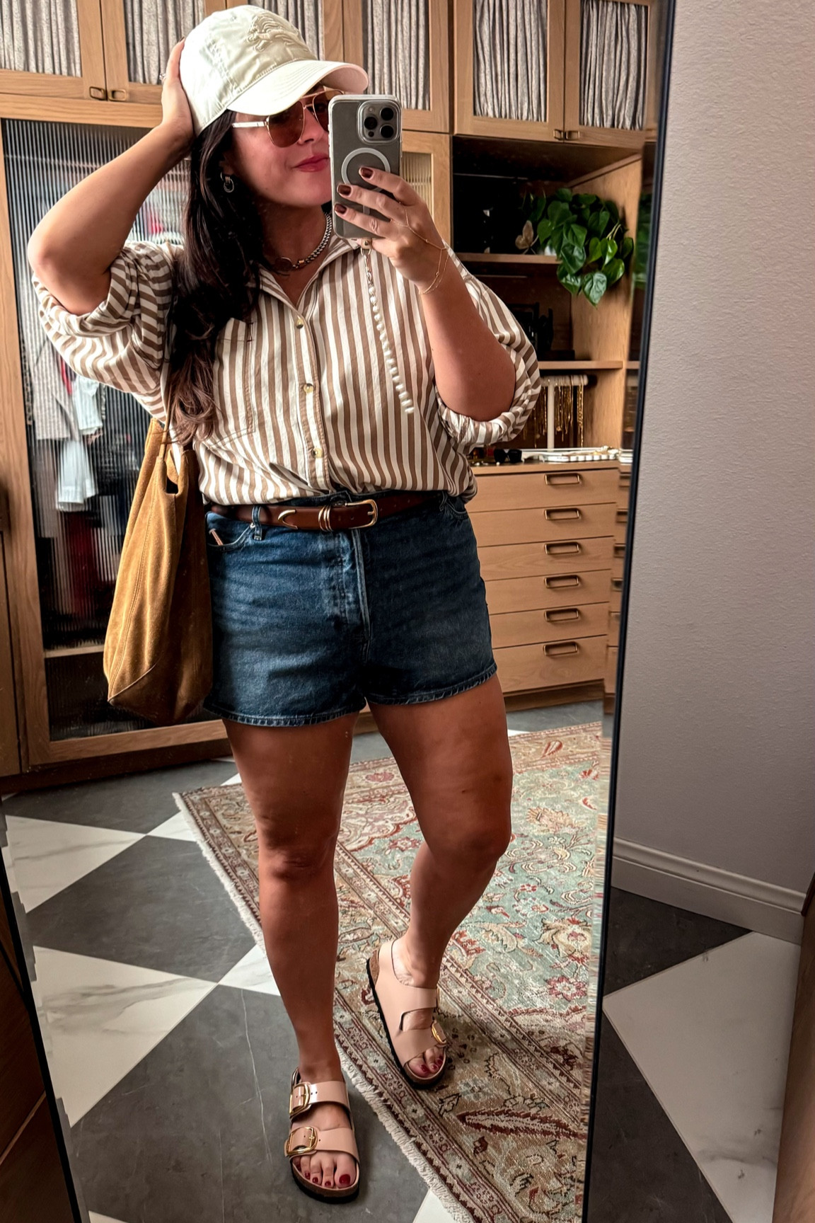 Headed to watch the kiddo play some flag football this morning! 
Midsize mom errands outfit- summer to fall transition outfit 
-my fave suede affordable bag- Jean shorts lightweight button down top ( size down) 

#LTKItBag #LTKSeasonal #LTKMidsize