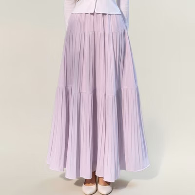 Anna-Kaci Women's Tiered Maxi Skirt with Flowing Pleated Panels and Soft Lightweight Drape for an Elegant, Airy Silhouette - X Large, Purple | Target
