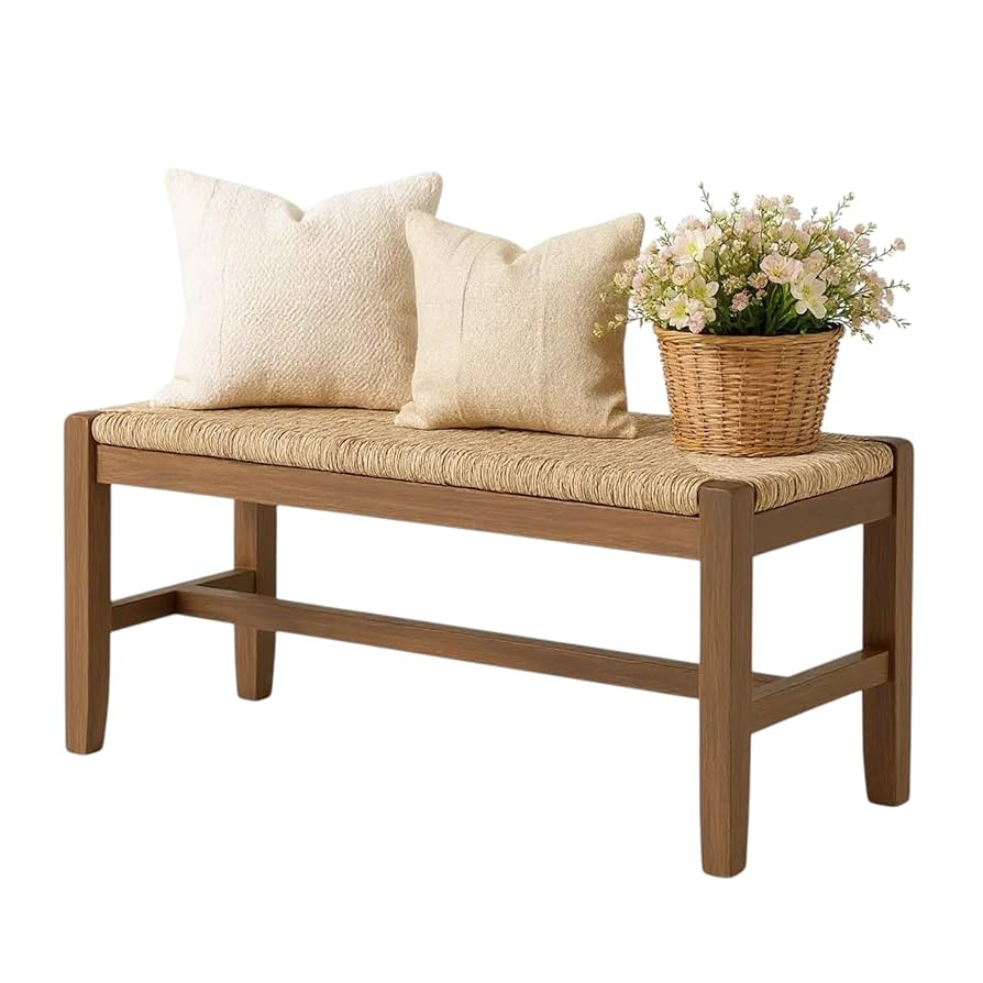 Alaterre Furniture Newport 40" Wood Bench with Rush Seat | Amazon (US)