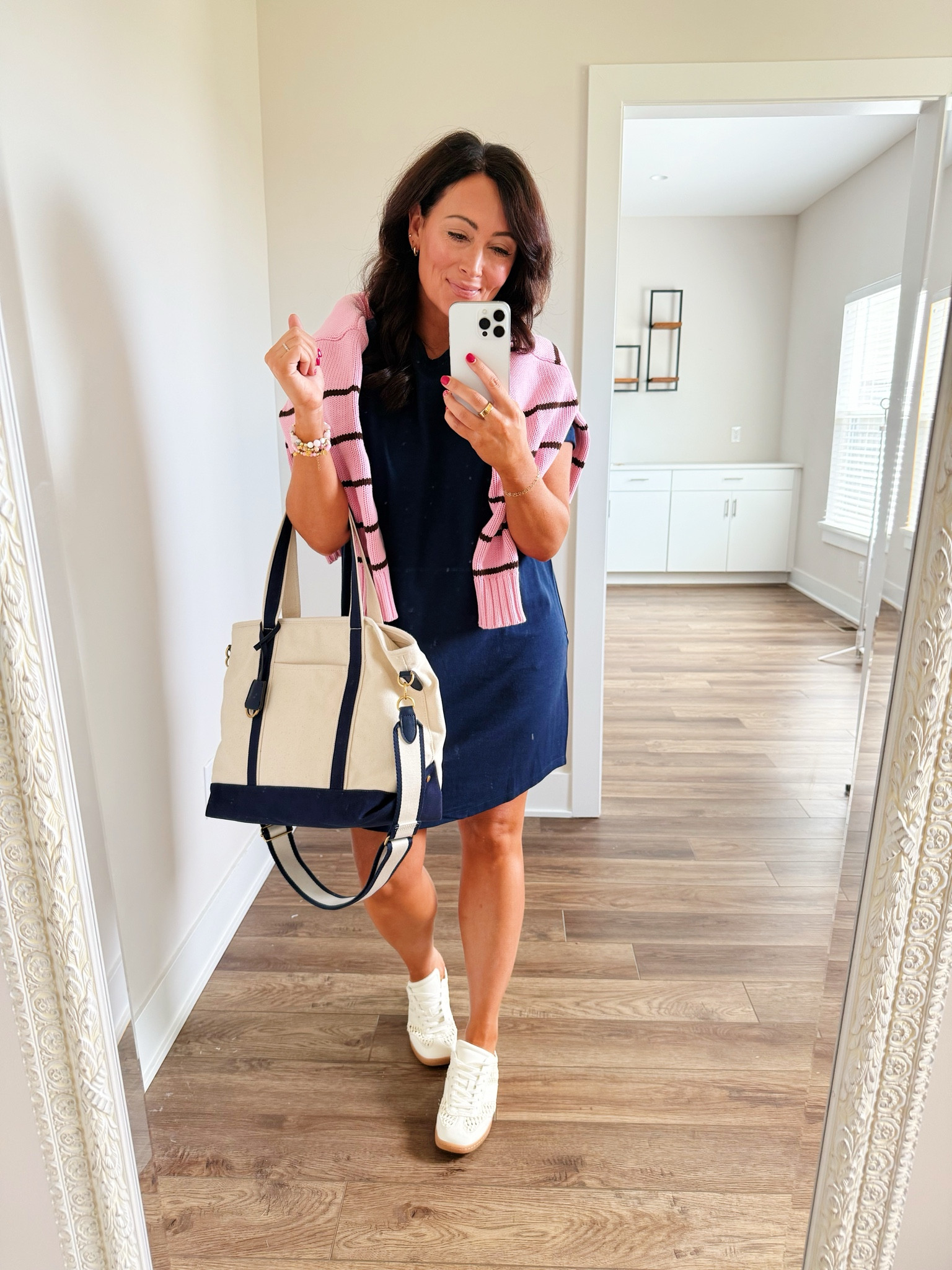 WALMART FINDS
• medium dress - so comfy & easy to wear! 
• medium striped sweater 

#LTKgrwm #LTKSeasonal #LTKootd