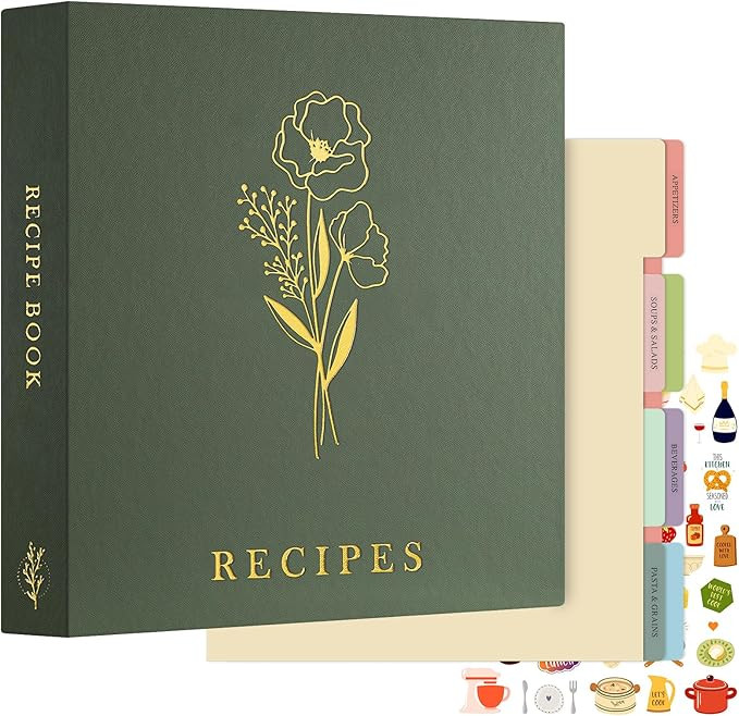 Lanpn Recipe Binder 8.5x11 3 Ring Kit, Waterproof Organizer Binder with 60 Plastic Sleeves,116 Re... | Amazon (US)