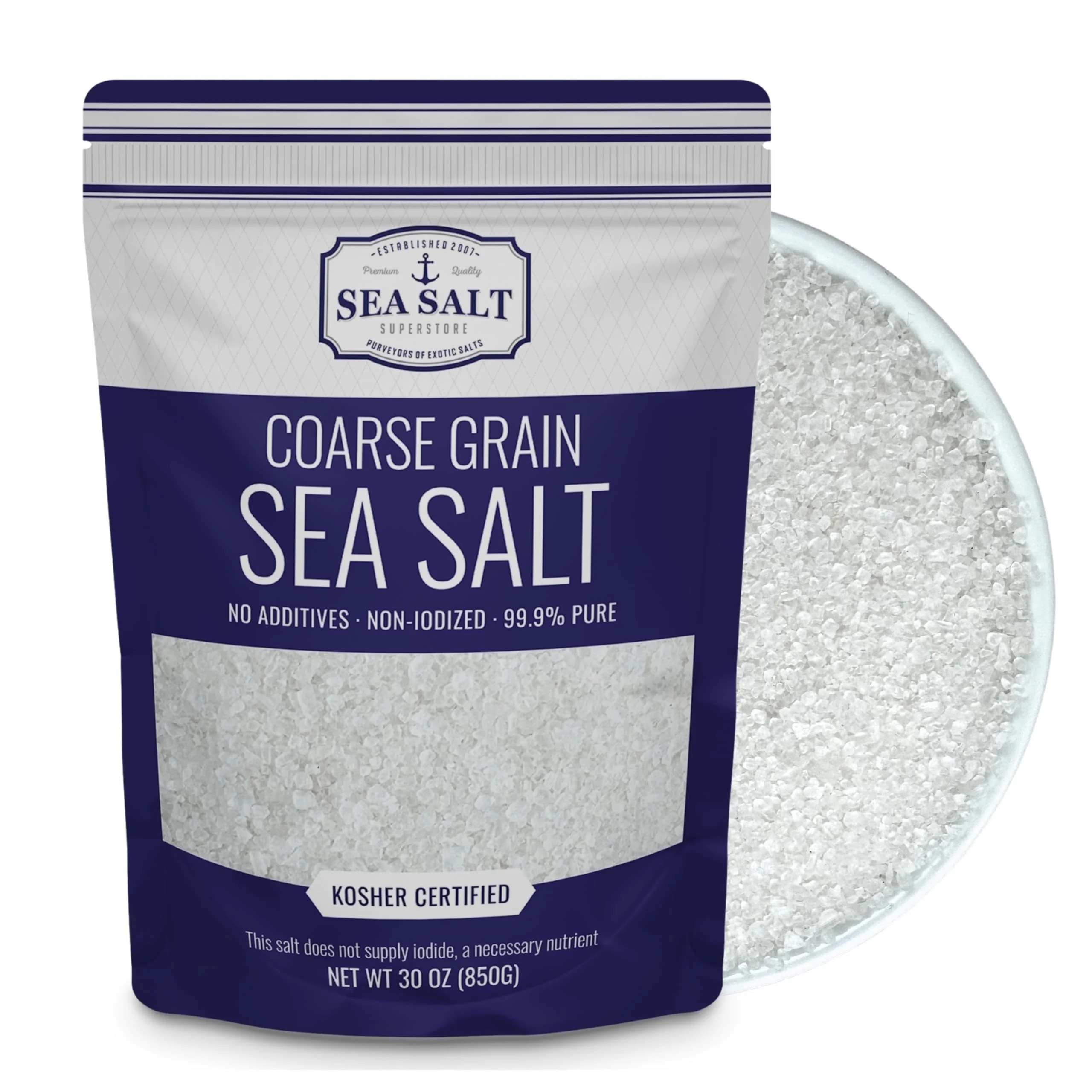Sea Salt Superstore Coarse Grain Salt, 30 oz Grinder Refill Gluten-Free | Walmart (US)