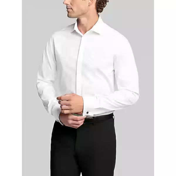 Calvin Klein Men's Slim Fit French Cuff Formal Dress Shirt White - Size: 15 34/35 | The Men's Wearhouse