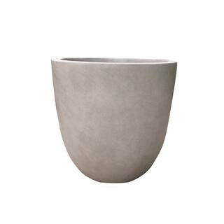 18"" Dia Weathered Round Concrete Planter with Drainage Plug for Home Patio Garden | The Home Depot