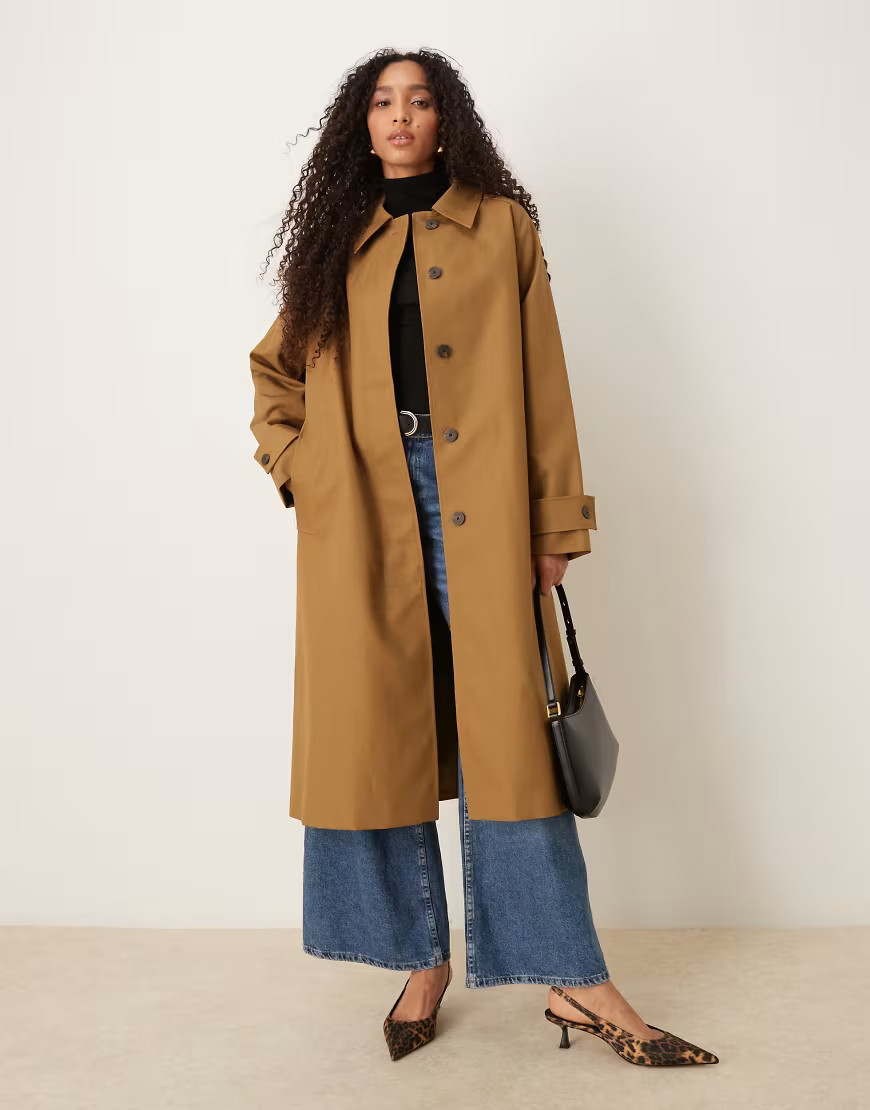 Mango Capsule 100% cotton trench coat in tan-Neutral | ASOS (Global)
