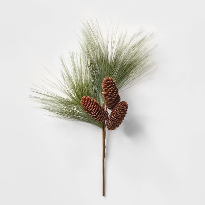 17in Long Pine with Glitter and Pinecone Holiday Arrangement Stem Pick - Wondershop™ | Target