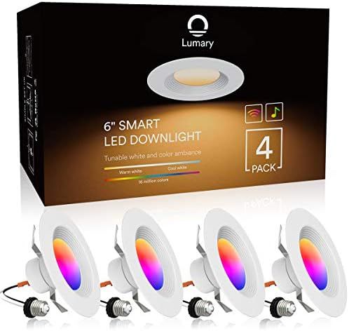 Lumary 5/6 inch LED Smart Recessed Lighting Wi-Fi Can Lights RGBWW Downlight Music Sync Simple Re... | Amazon (US)