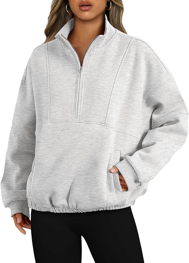 Trendy Queen Womens Oversized Sweatshirts Quarter Zip Pullover Long Sleeve Half Zip Hoodies Tops ... | Amazon (US)