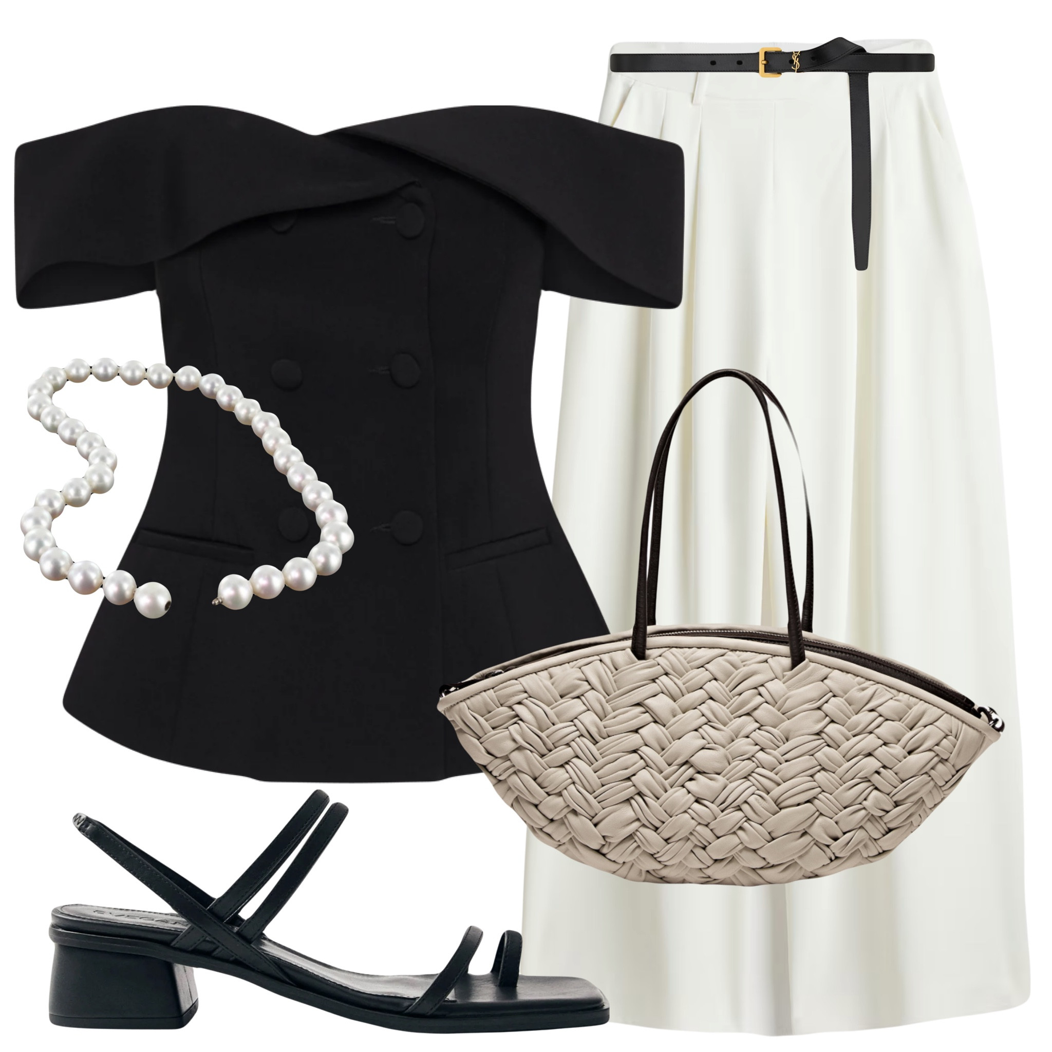 Timeless sophistication 🖤 Styling gorgeous strapless top with wide white trousers, sandals & leather tote bag. Add a pearl necklace & you’ve got an elevated summer look.

Tags: easy styling, simple everyday look, chic & basic outfit, verano, effortless, Parisian look, casual outfit, capsule wardrobe, summer style, office look, night out look, summer fashion, summer look, summer outfit, brunch style, high street, Meshki top, Massimo Dutti bag, Alohas shoes. 

#LTKstyletip #LTKsummer #LTKworkwear