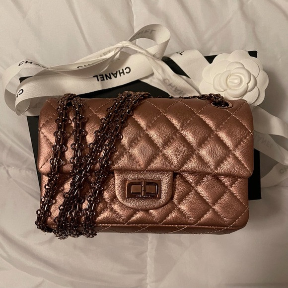 SOLD Chanel 21A Rose Gold Mini 2.55 Reissue | Poshmark