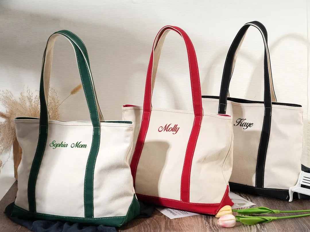 Custom Text Boat Tote Bag,personalized Embroidered Tote Bag,personalized Name Tote Bag,bridesmaid... | Etsy (US)